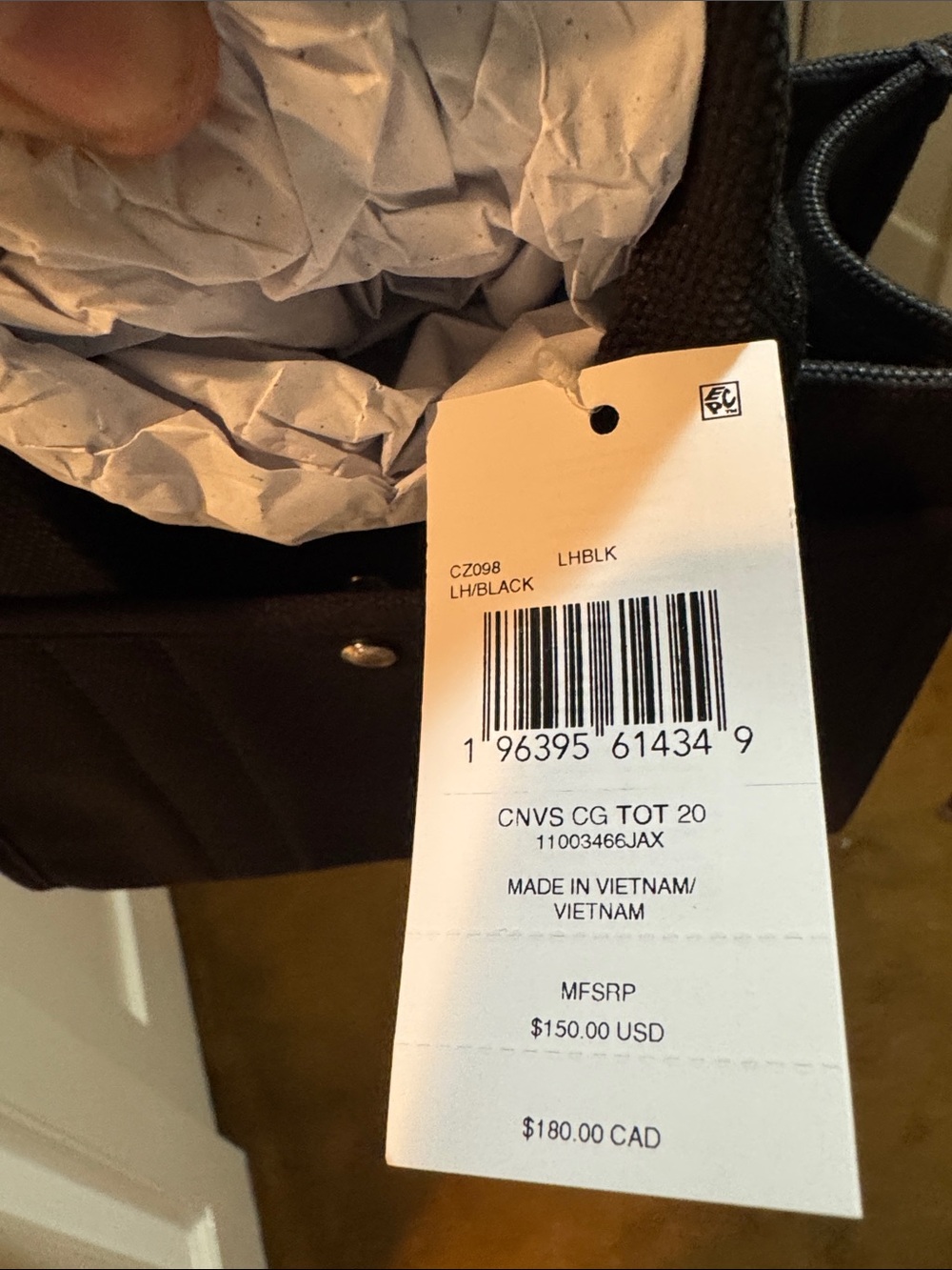 NWT — Coach Black Tote with Gold Embroidered Logo - Picture 5 of 7